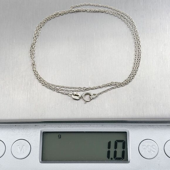 Vintage Italy SU Sterling Silver 925 1.0mm Cable Chain Necklace 19.5" - Picture 2 of 3